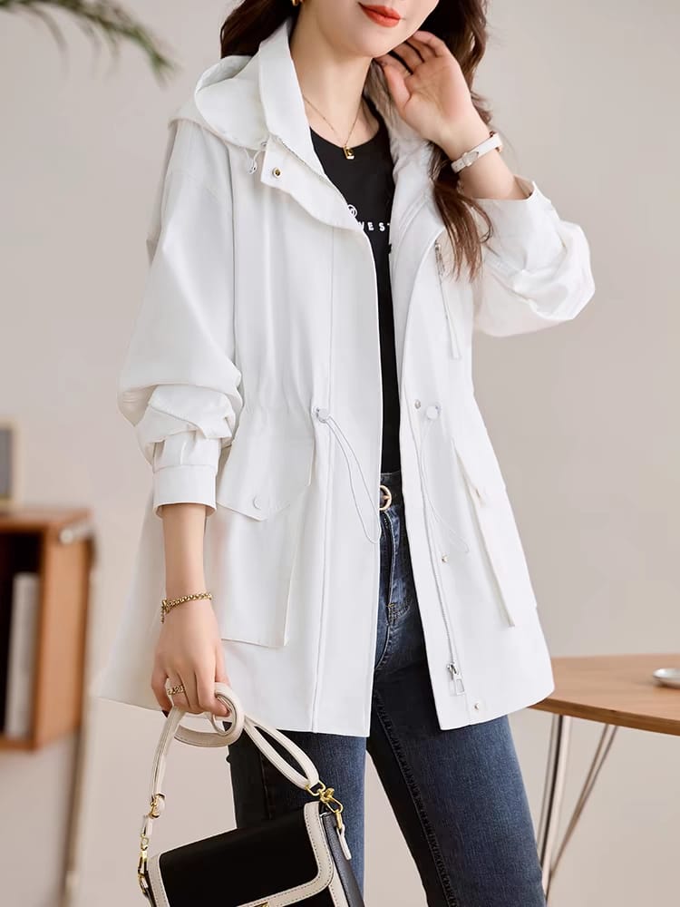 Fashionable White Jacket Spring Women's 2024 New Trendy Windbreaker